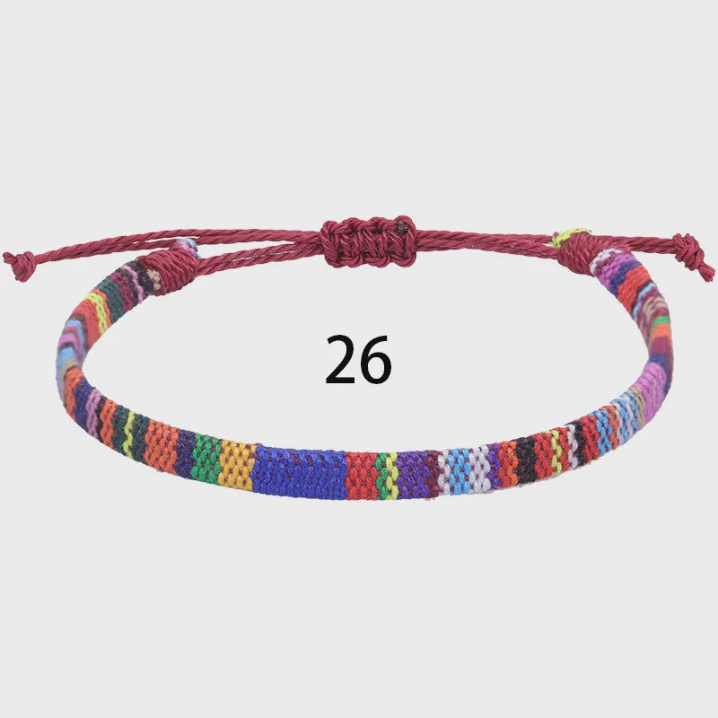 Handgemaakte Boho Anklet Armband - Geweven Stof, Verstelbaar, Beach & Ethnic Stijl