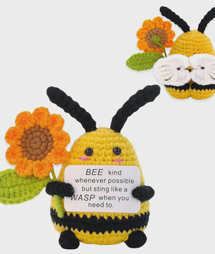 Schattige Gehaakte Bij - Motiverende Decoratie & Positieve Energie Cadeau