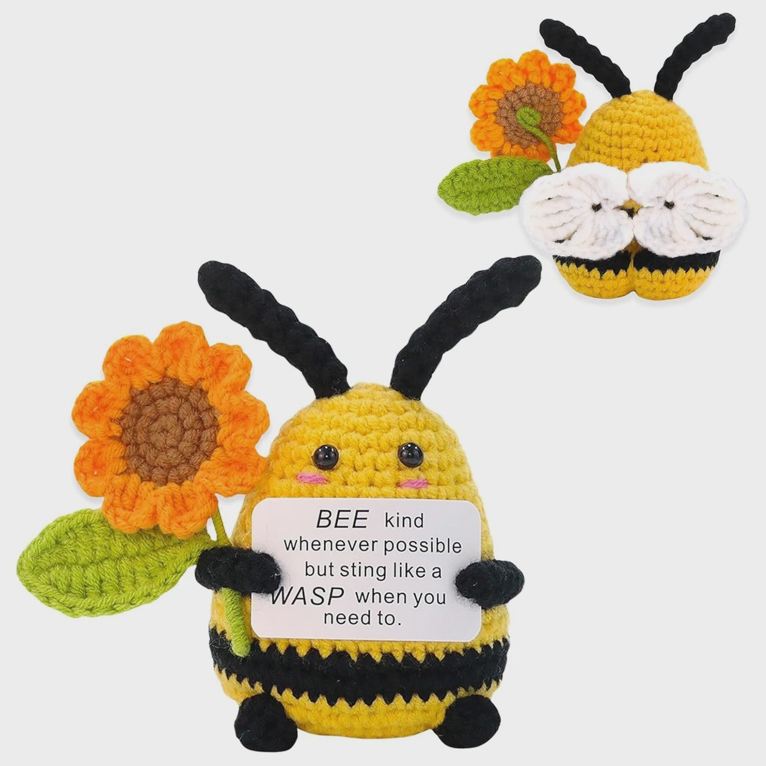 Schattige Gehaakte Bij - Motiverende Decoratie & Positieve Energie Cadeau