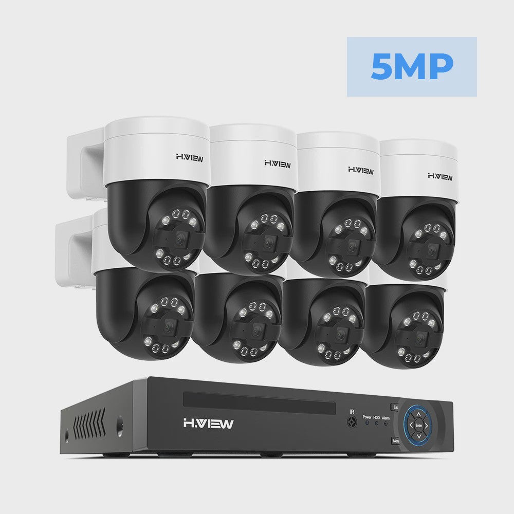 H.VIEW 8-Kanaals 4K/8MP Beveiligingscamera Systeem met PTZ & Humanoid Detectie - Complete Kit