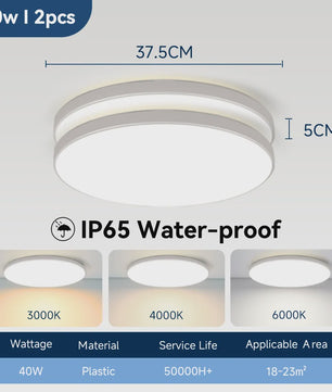 Waterdichte LED Plafondlamp Rond - 18W/30W/40W - IP44 - Keuken, Badkamer, Woonkamer
