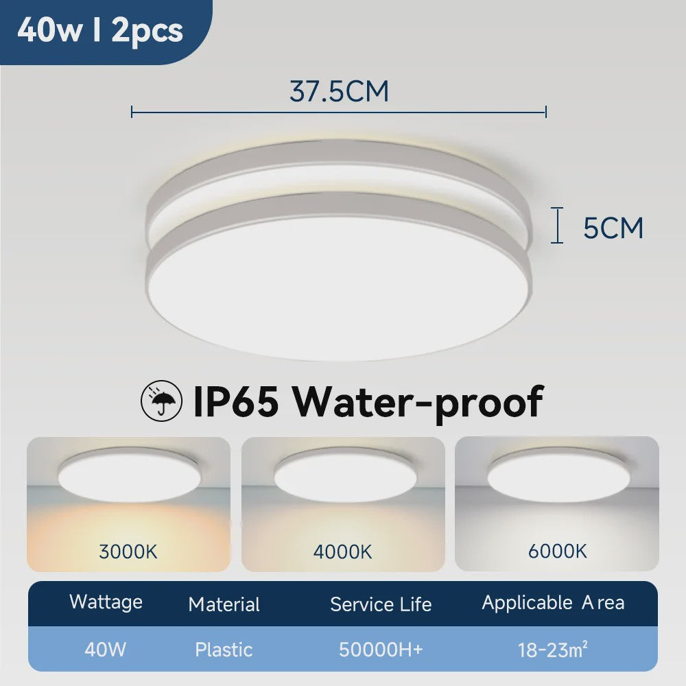 Waterdichte LED Plafondlamp Rond - 18W/30W/40W - IP44 - Keuken, Badkamer, Woonkamer
