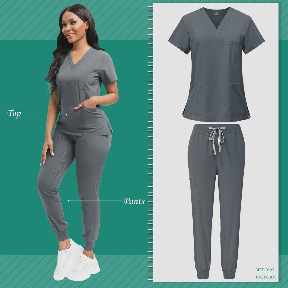 Comfortabele Dames Scrub Set - Medische Werkkleding Top & Broek