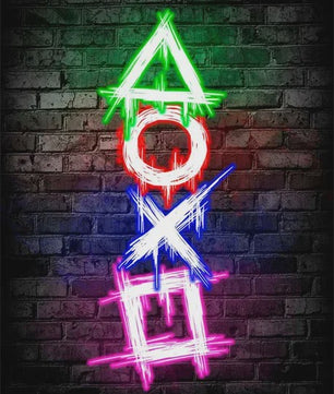 Gaming Neon Canvas Poster: Eat Sleep Game Repeat - Decoratie voor Gamer Kamer