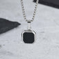 Stijlvolle RVS Hanger met Zwart Emaille - Geometric Dog Tag Ketting voor Mannen