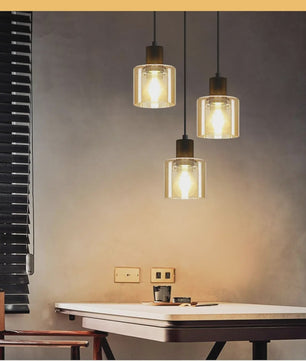 Vintage Glazen Hanglamp Zwart - Retro Industriële Stijl E27 Fitting