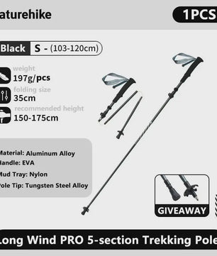 Naturehike Ultralichte Carbon Fiber Trekkingstokken - Opvouwbaar & Snel Sluitend