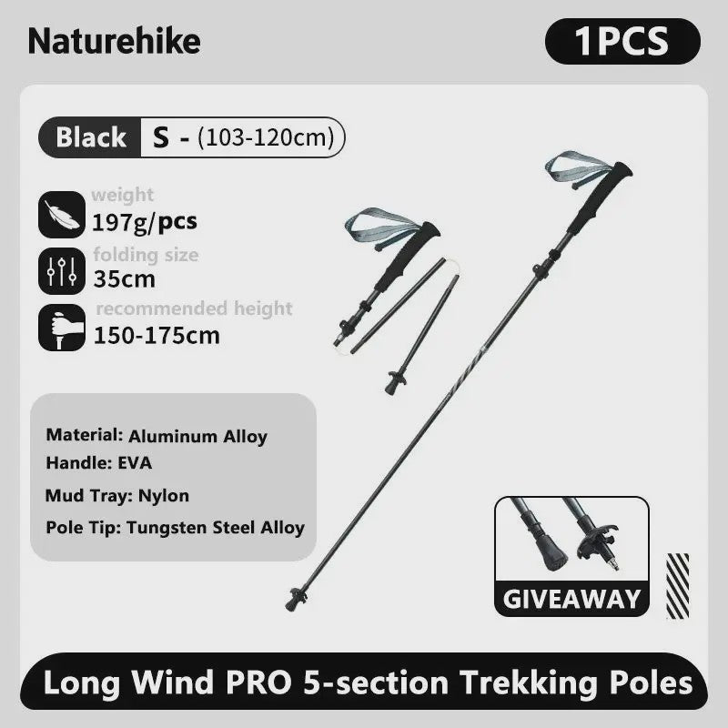 Naturehike Ultralichte Carbon Fiber Trekkingstokken - Opvouwbaar & Snel Sluitend