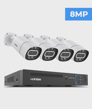 H.View 4K/8MP PoE Beveiligingscamera Systeem met 8-Kanaals NVR & Audio