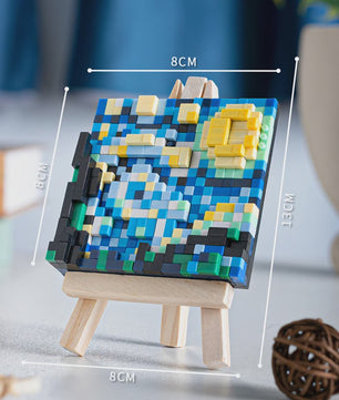 Pixel Art Bouwstenen: Iconische Schilderijen met Houten Ezel - Educatief Speelgoed & Decoratie