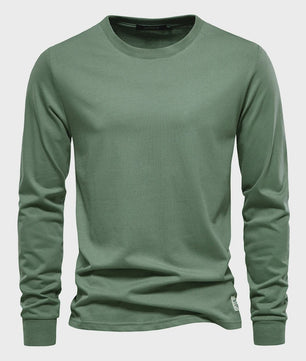 AIOPESON Heren Basic Longsleeve T-shirt - Katoen, Ronde Hals, Effen Kleur