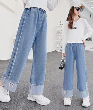 Stoere Wijde Jeans voor Meisjes - Comfortabele Streetwear Kinderbroek
