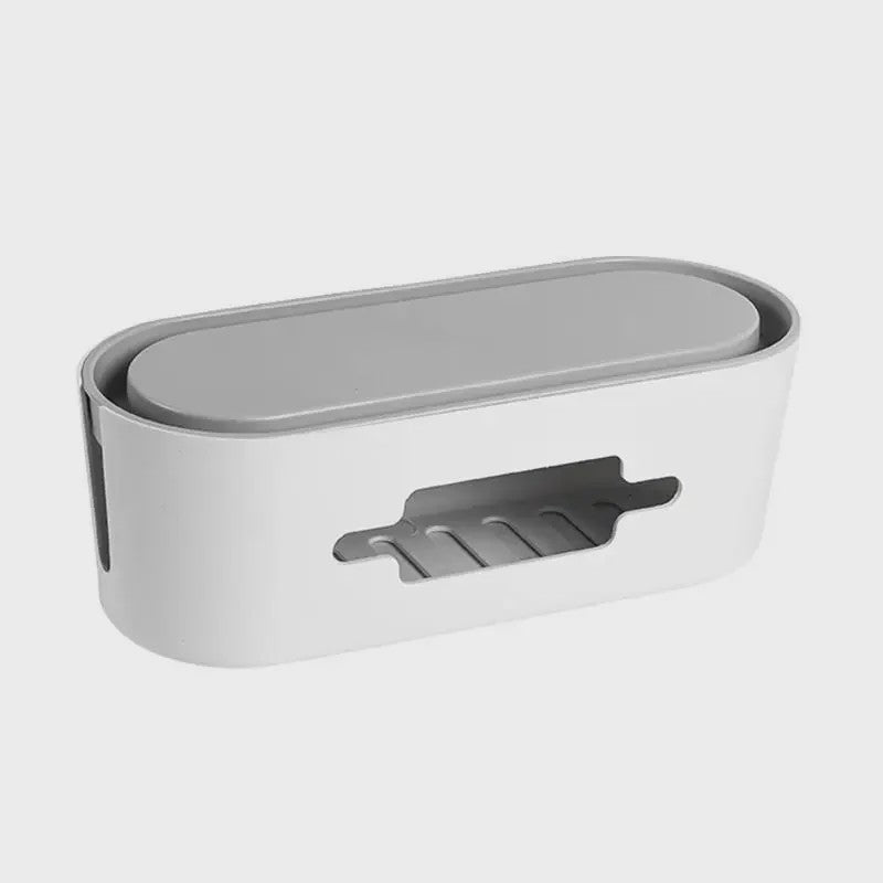 Stijlvolle Kabel Organizer Box met Houten Deksel - Bureau & Kantoor Kabelmanagement