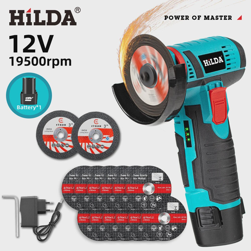 HILDA 12V Mini Haakse Slijper - Snoerloos, Oplaadbaar voor Slijpen, Polijsten & Snijden