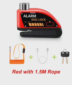 Schijfrem slot met 120dB alarm, oplaadbaar en waterdicht voor motor, fiets en scooter