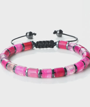Blauwe Cilindervormige Agate Armband - Gevlochten Natuursteen Bangle voor Dames en Heren