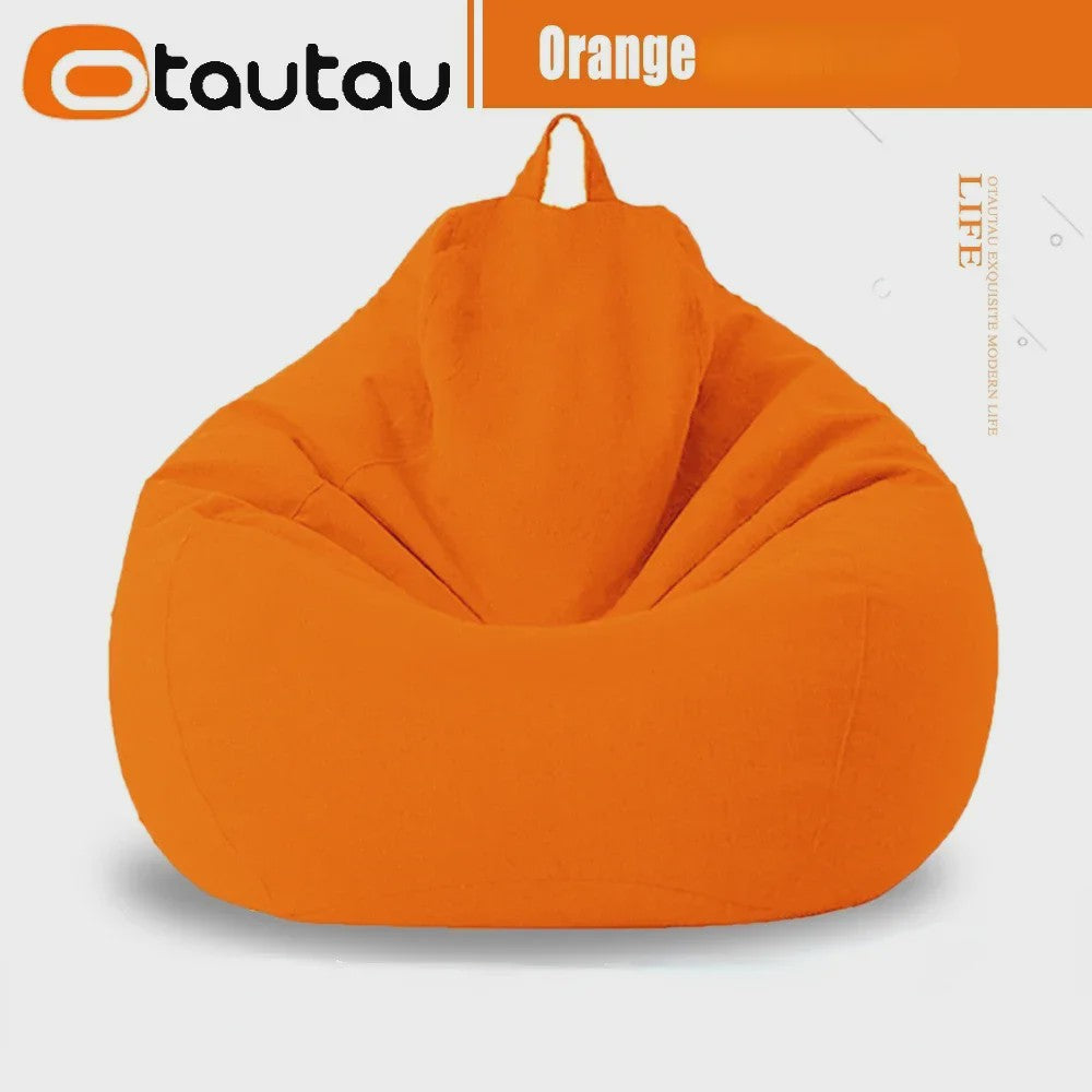 70cm Gevulde Beanbag Sofa van Katoen Linnen - Comfortabele Loungestoel voor Ontspanning