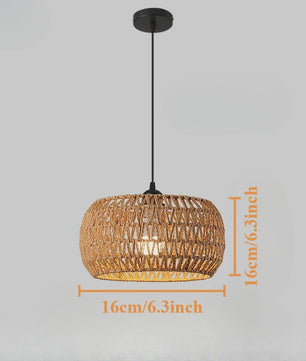 Handgeweven Rotan Hanglamp - Boho Stijl Papier Touw Plafondlamp voor Woonkamer & Slaapkamer