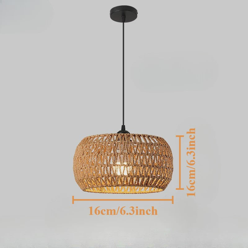 Handgeweven Rotan Hanglamp - Boho Stijl Papier Touw Plafondlamp voor Woonkamer & Slaapkamer