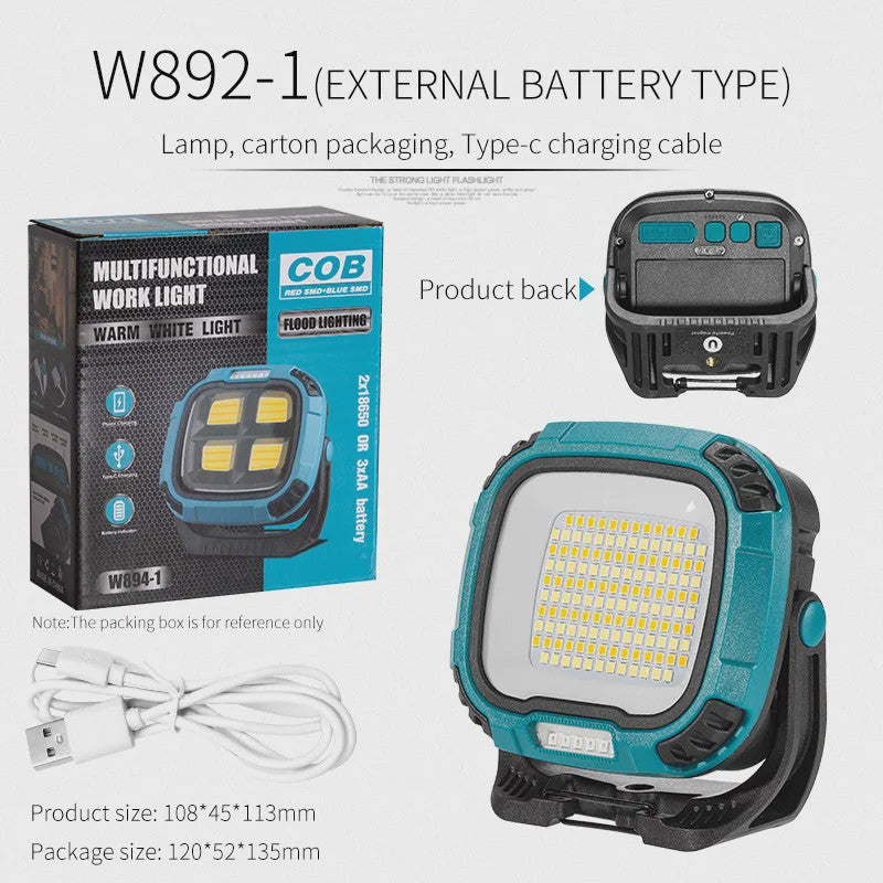 Sterke COB LED Werklamp met Powerbank Functie, USB Oplaadbaar, Draagbaar & Waterdicht