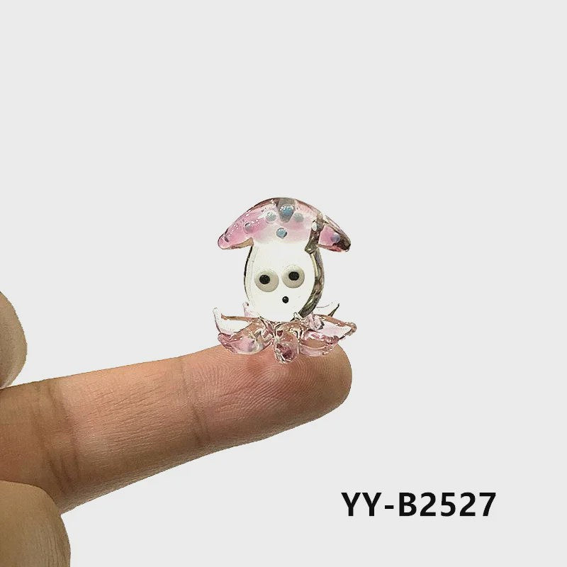 Schattig Mini Glazen Calamari Beeldje - Japans Stijl Zeedier Ornament voor Tafel & Aquarium Decoratie