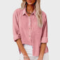Dames Blouse met Lange Mouwen - Katoen Linnen Look