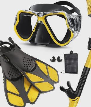Compleet Snorkel Set voor Volwassenen: Panoramisch Anti-Condens Duikmasker, Droge Snorkel & Verstelbare Zwemvinnen