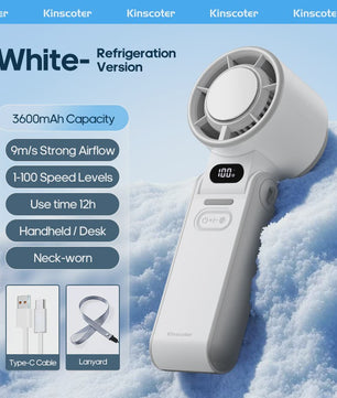 Draagbare Handheld Ventilator met 3600mAh Batterij, 100 Windsnelheden & LCD Display