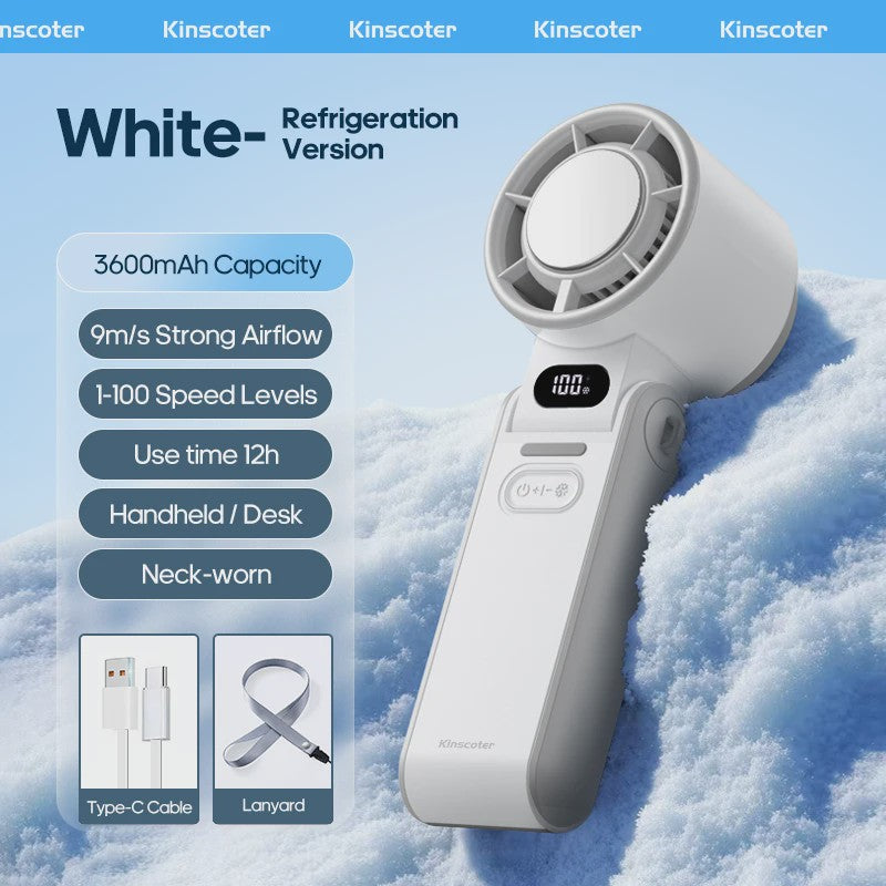 Draagbare Handheld Ventilator met 3600mAh Batterij, 100 Windsnelheden & LCD Display