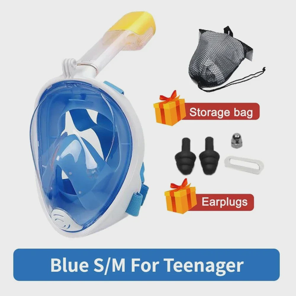 Volledig Gelaat Snorkelmasker met 180° Panoramisch Zicht & Anti-Fog