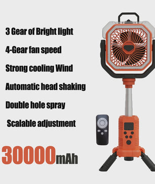 Oplaadbare Camping Ventilator met LED Licht & Afstandsbediening - 100 Uur Runtime