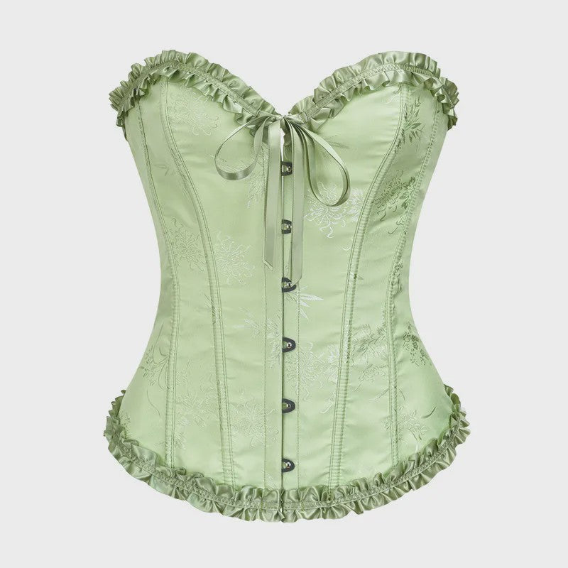 Sexy Jacquard Bustier Corset met Ruches en Push-Up Effect - Gothic Stijl