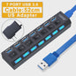 USB Hub 3.0/2.0 met 4 of 7 poorten, individuele schakelaars en LED-indicatoren