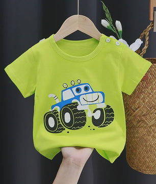 Zomer T-shirt Kinderen Katoen met Vrolijke Cartoon Print - 0-4 Jaar