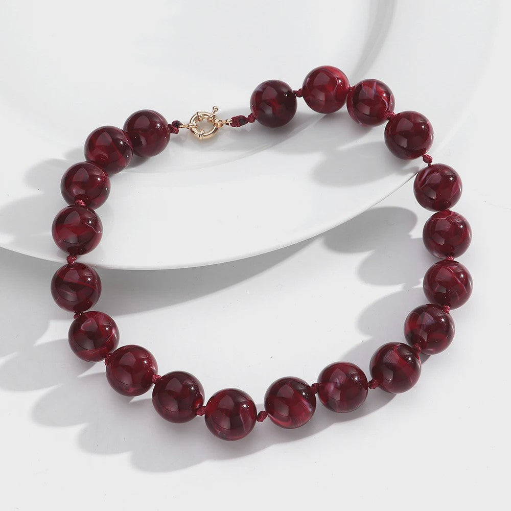 Trendy Multicolor Statement Ketting met Grote Ronde Kralen - Handgemaakt