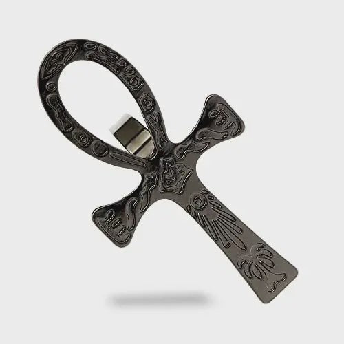 Vintage Egyptische Ankh Kruis Ketting - Grote Hanger met Lange Ketting