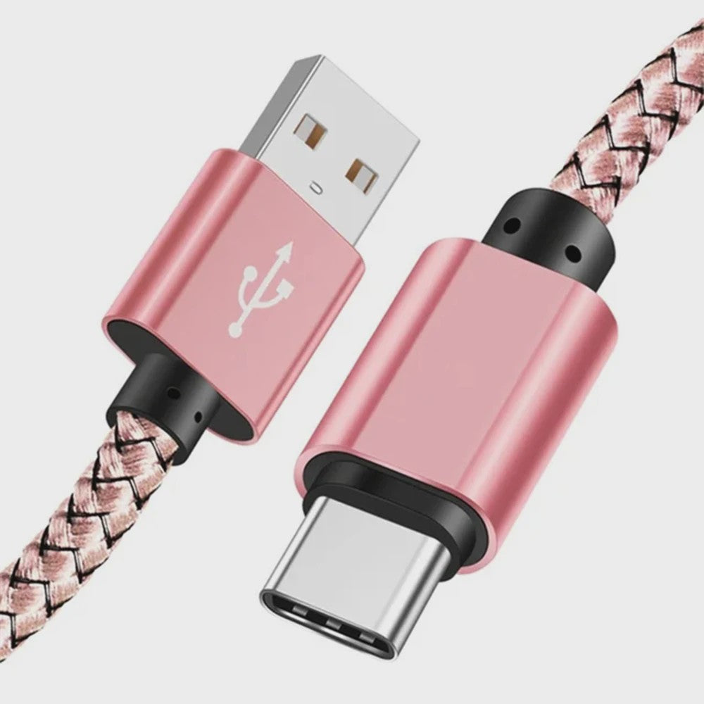 Nylon USB-C Laadkabel - Snel Opladen & Data Transfer voor Huawei, Samsung & Android (1/2/3M)