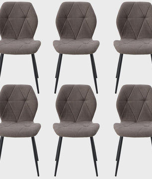 Set van 2, 4 of 6 Moderne Eetkamerstoelen - Comfortabel Gestoffeerd met Stalen Poten