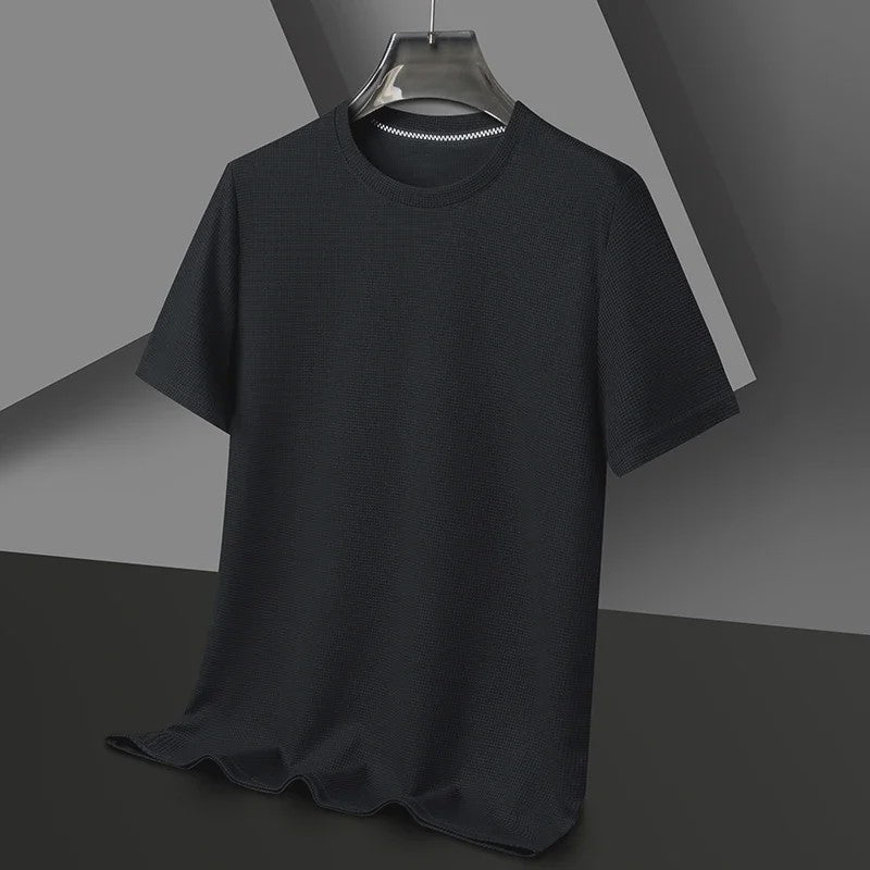 Heren Zomer T-shirt met Wafelstructuur en Korte Mouwen - Ronde Hals