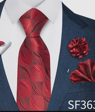Luxe Heren Set: Paarse Paisley Stropdas, Manchetknopen, Pochet & Boutonnière - 8cm Breed