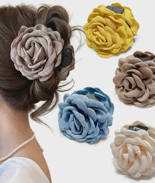 Bloem Haarclip Dames - Katoen Stof Rozen Klip - Medium Maat - Koreaanse Stijl Haarsieraad