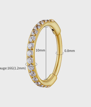 Chique Titanium Huggie Hoop Oorbel met Zirkonia - 16G Piercing Sieraden