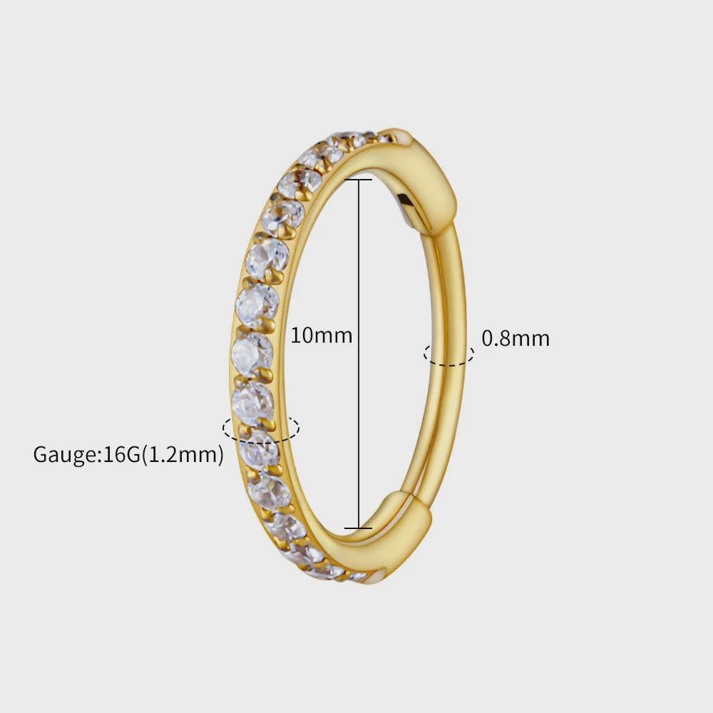 Chique Titanium Huggie Hoop Oorbel met Zirkonia - 16G Piercing Sieraden