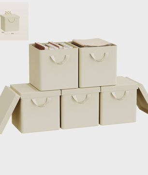Opvouwbare Opbergbox met Deksel - Set van 3 of 5 - Stoffen Organizer voor Kleding en Speelgoed