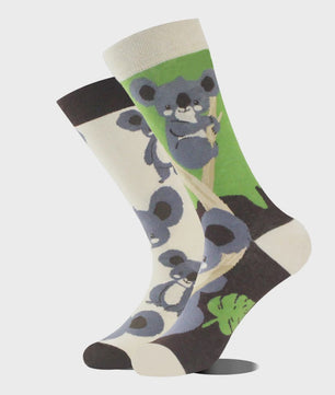 Grappige Heren Sokken met Dierenprint - Katoen, Mid-Length, Asymmetrisch Design