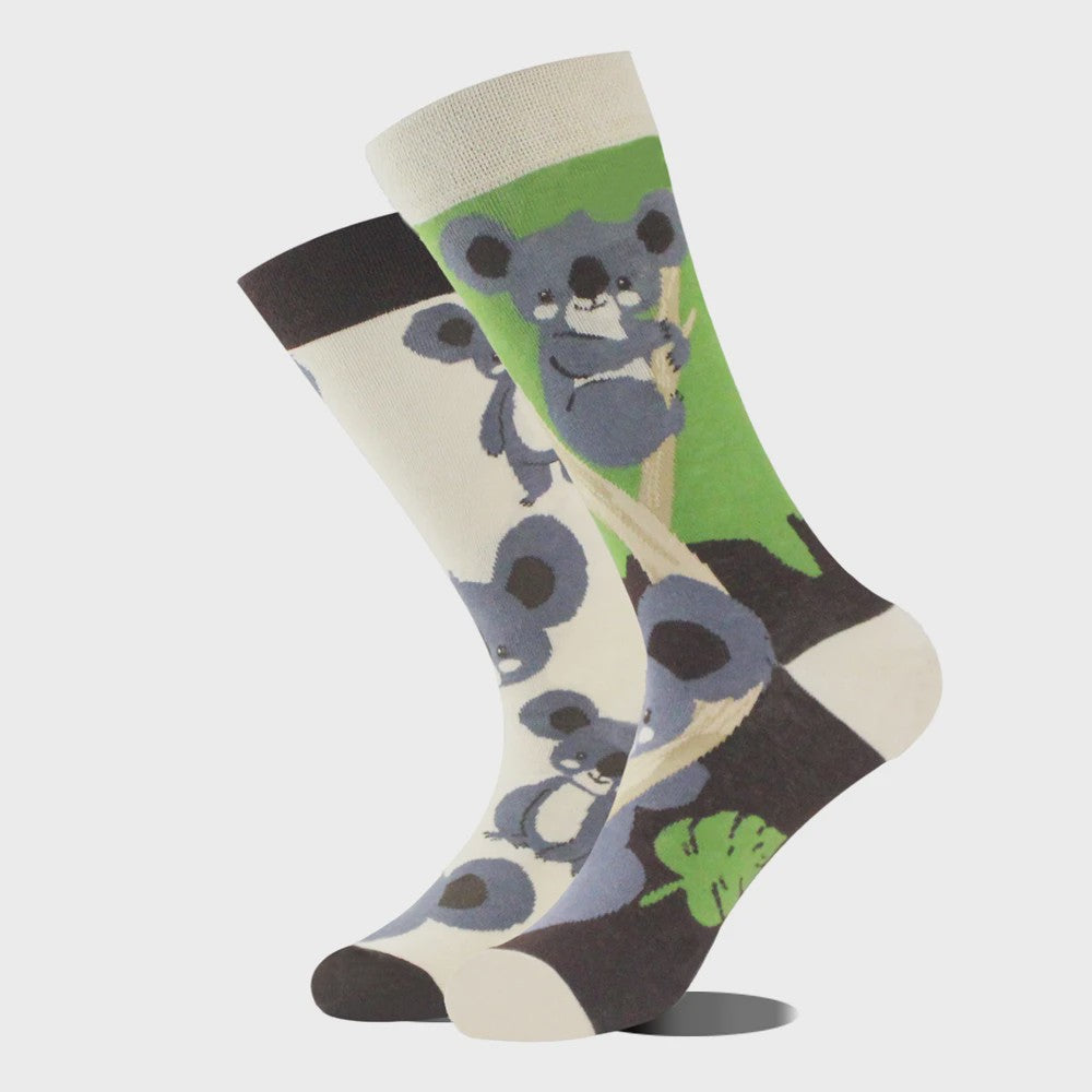 Grappige Heren Sokken met Dierenprint - Katoen, Mid-Length, Asymmetrisch Design