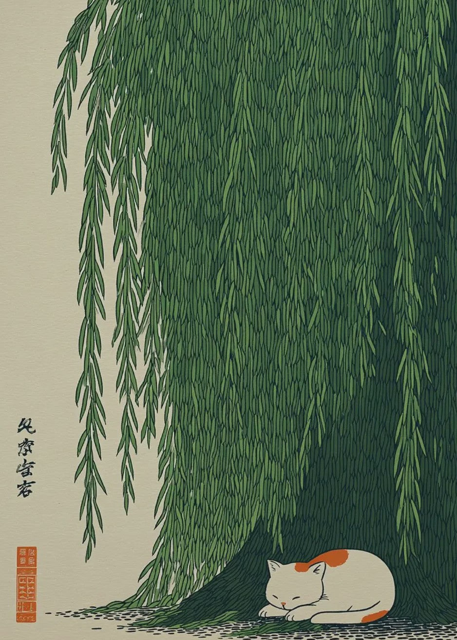 Japanse Canvas Poster: Zen Bos, Koi Vis & Kraanvogel - Sfeervolle Wanddecoratie