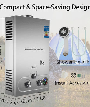VEVOR LPG Gas Waterverwarmer - Direct Heet Water met 6L tot 18L Capaciteit