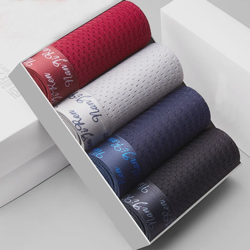 4-Pack Heren Boxershorts van Ice Silk - Ademend, Comfortabel en Plus Size Ondergoed