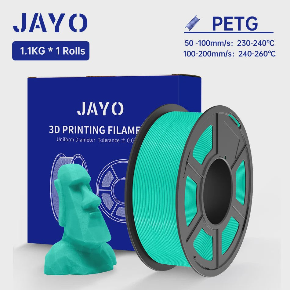 JAYO PETG 3D Printer Filament - 1.75mm Clear, 1.1kg, Hoge Taaiheid, Net Gewikkeld